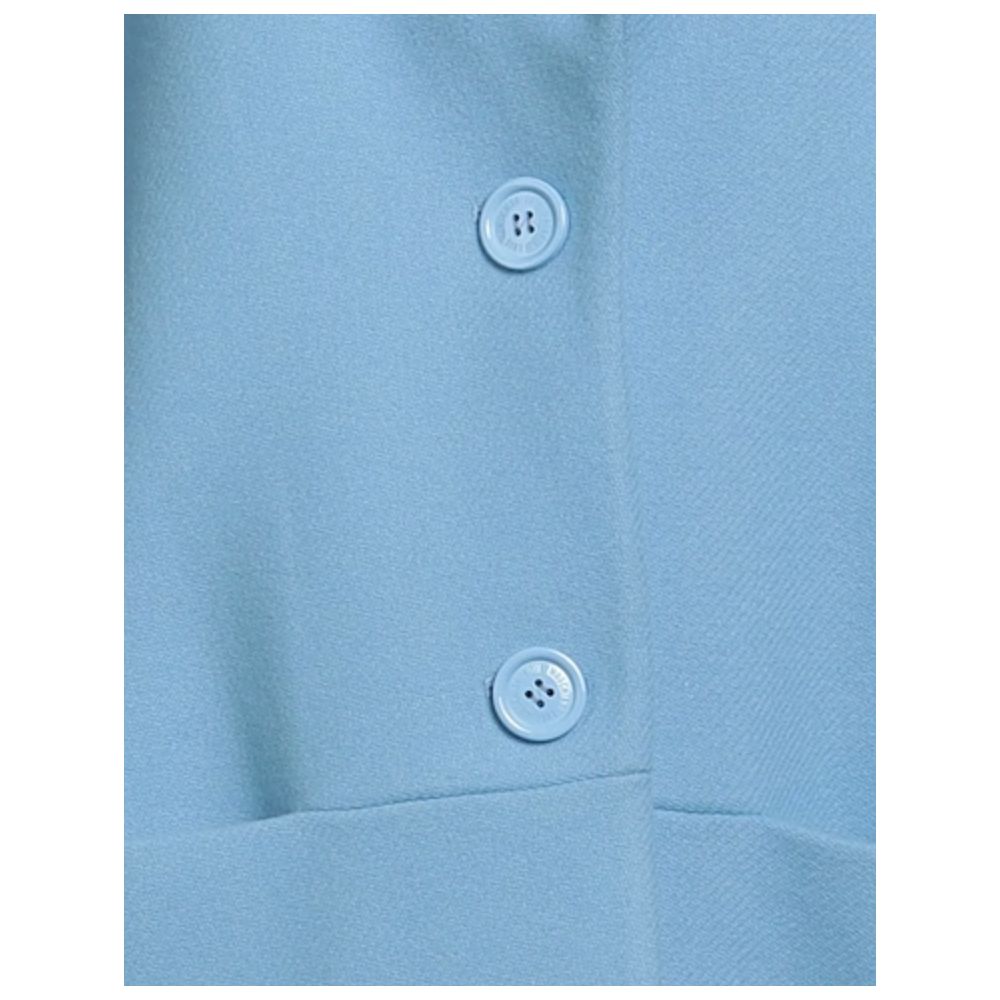 Love Moschino Chic light blue wool coat with embossed logo