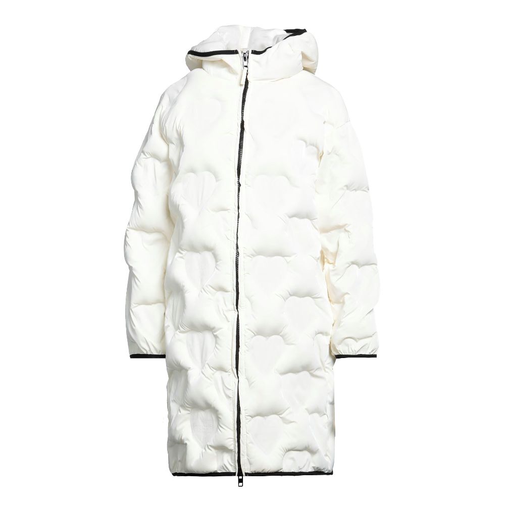 Love Moschino Quilted Heart White Hooded Down Jacket