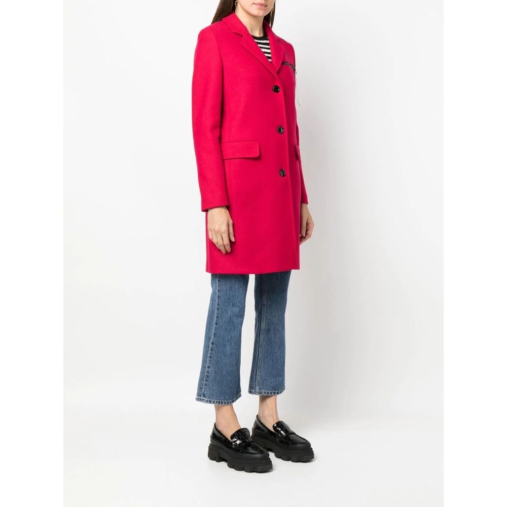 Love Moschino Elegant red wool blend coat with logo detail