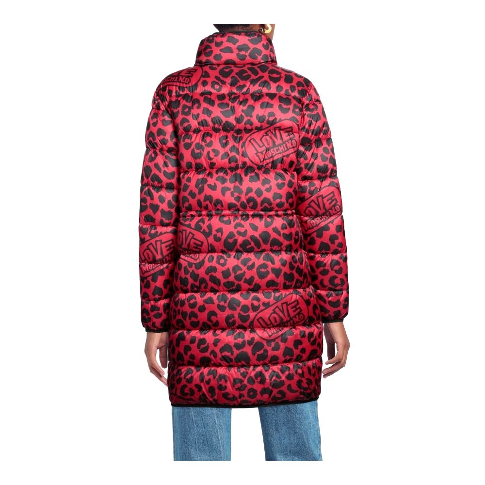 Love Moschino Elegant polyester down jacket with leopard print