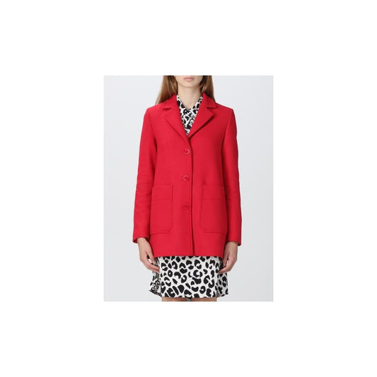 Love Moschino Elegant red winter coat made of a wool blend