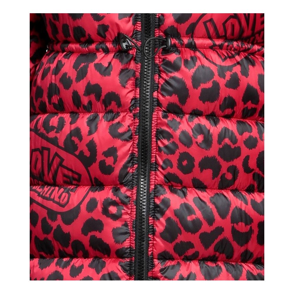 Love Moschino Elegant polyester down jacket with leopard print