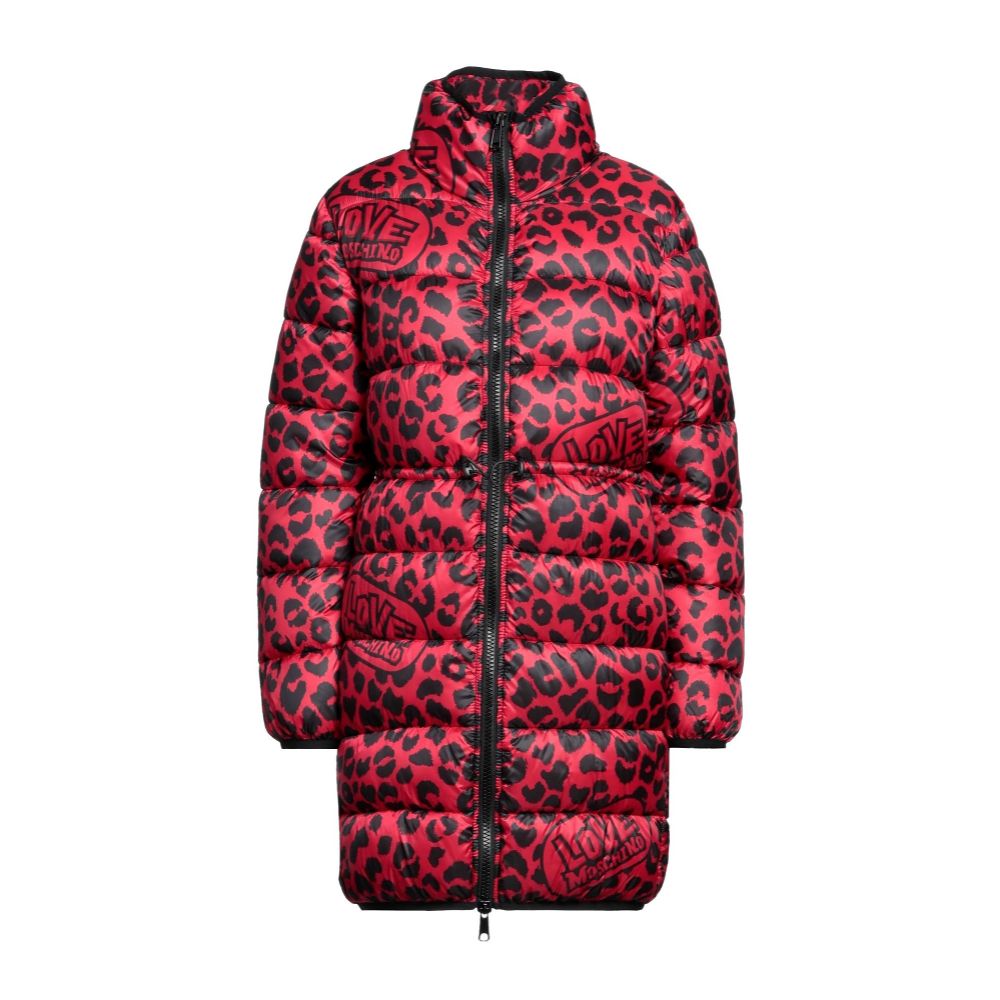 Love Moschino Elegant polyester down jacket with leopard print