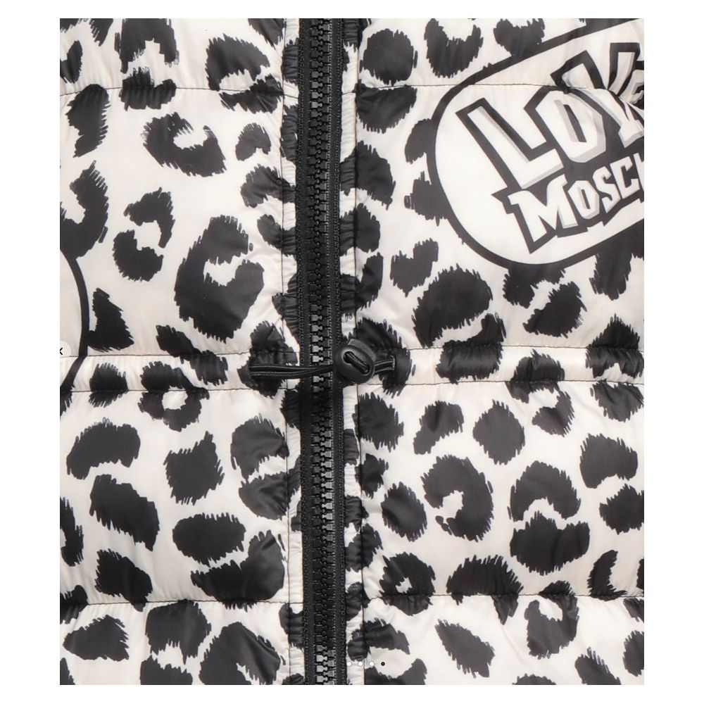 Love Moschino Charming long down jacket with leopard print