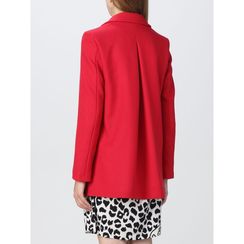 Love Moschino Elegant red winter coat made of a wool blend