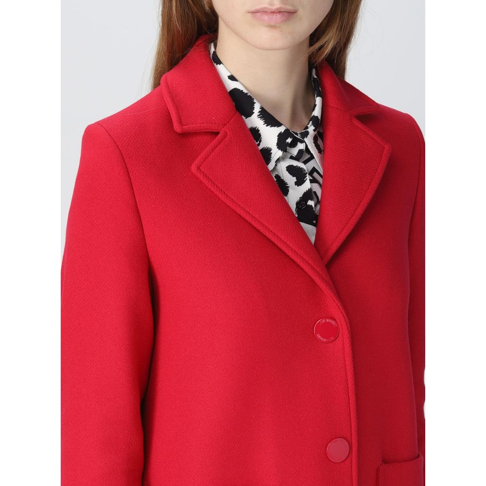 Love Moschino Elegant red winter coat made of a wool blend