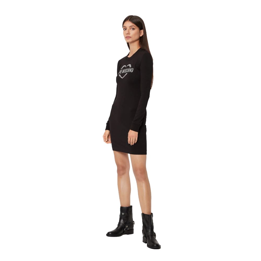 Love Moschino Chic Cotton Blend Logo Dress - Long Sleeve