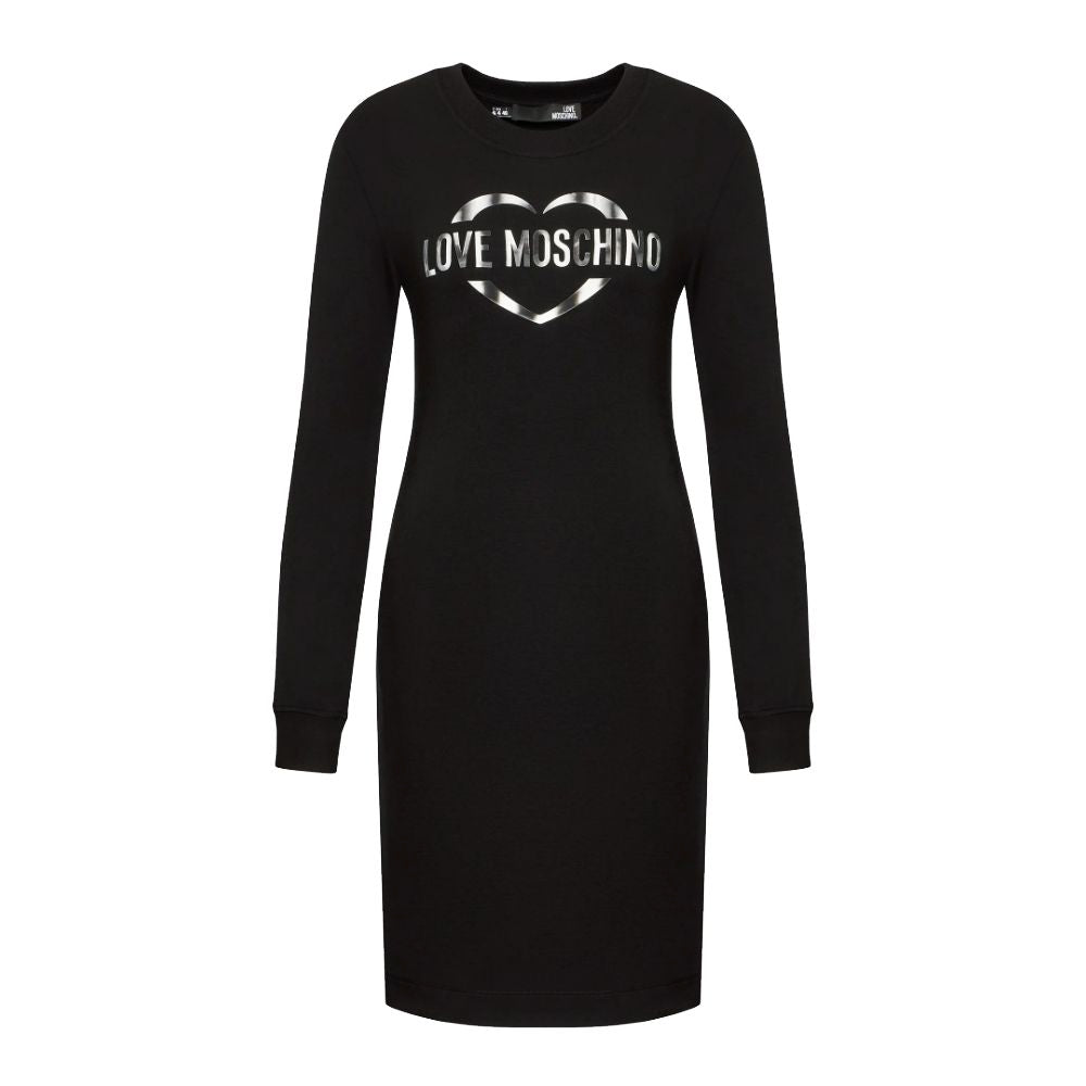 Love Moschino Chic Cotton Blend Logo Dress - Long Sleeve