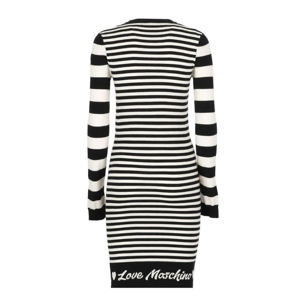 Love Moschino Chic Striped Logo Knit Dress