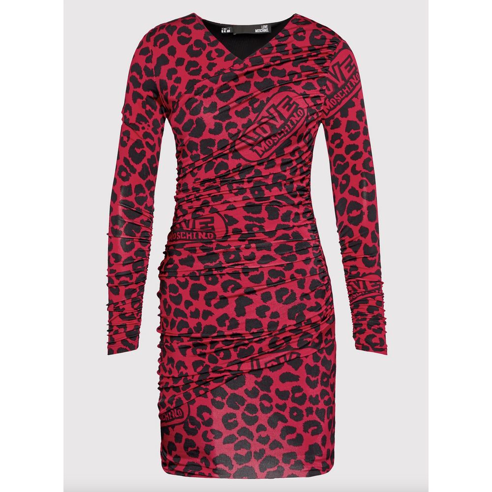 Love Moschino Chic red dress with leopard print