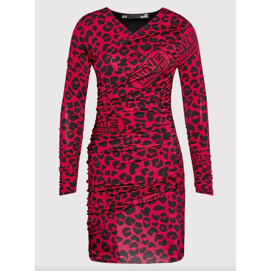 Love Moschino Chic red dress with leopard print