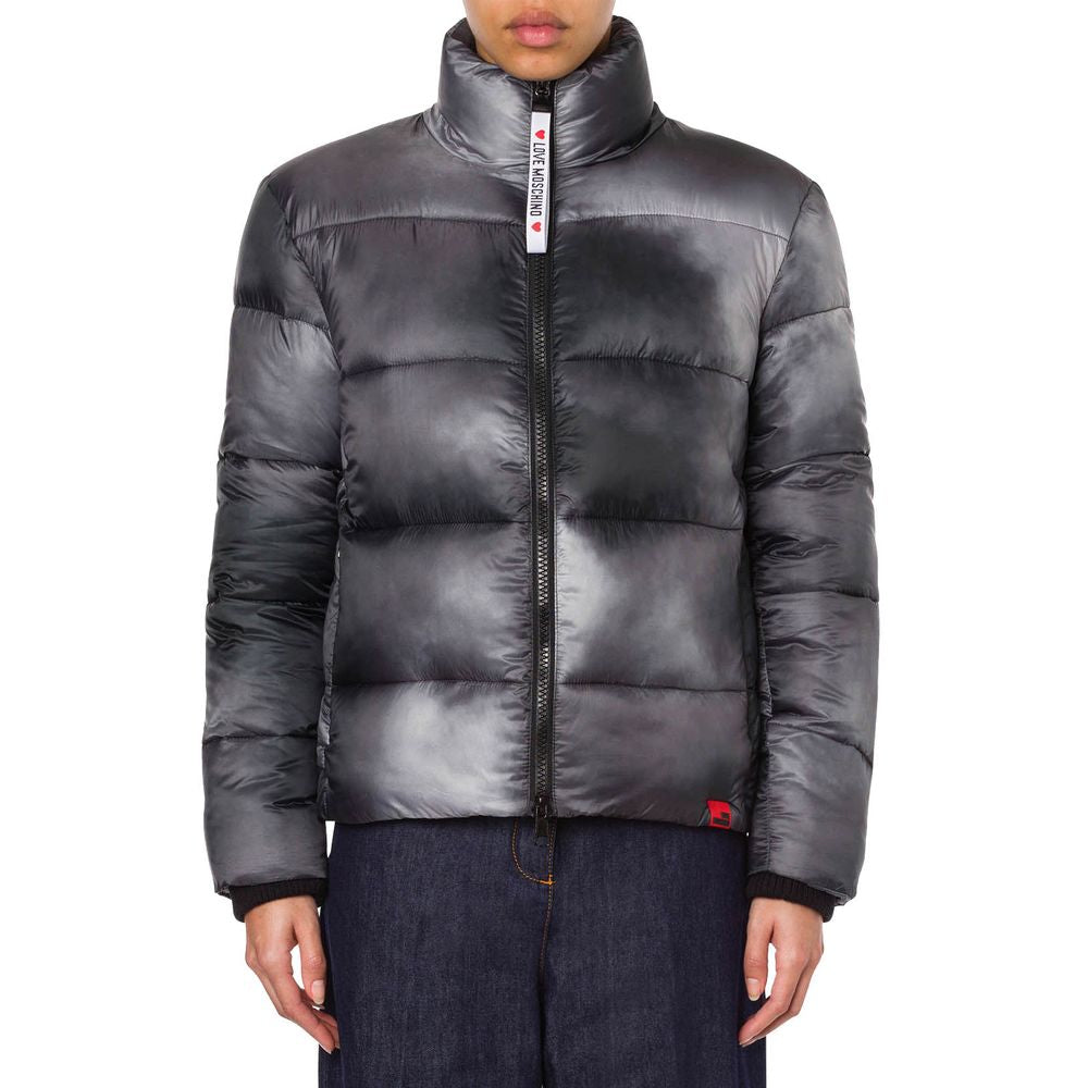 Love Moschino Chic down jacket with high collar and logo patch