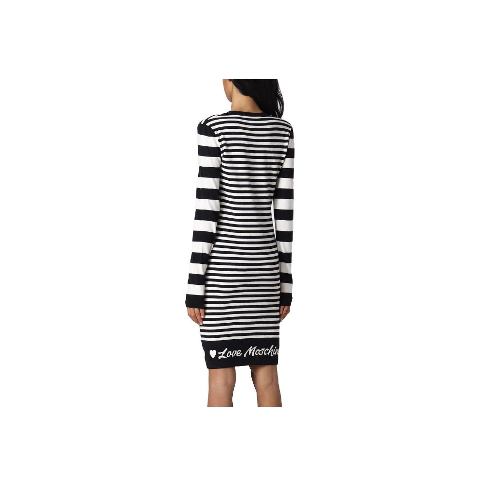 Love Moschino Chic Striped Logo Knit Dress