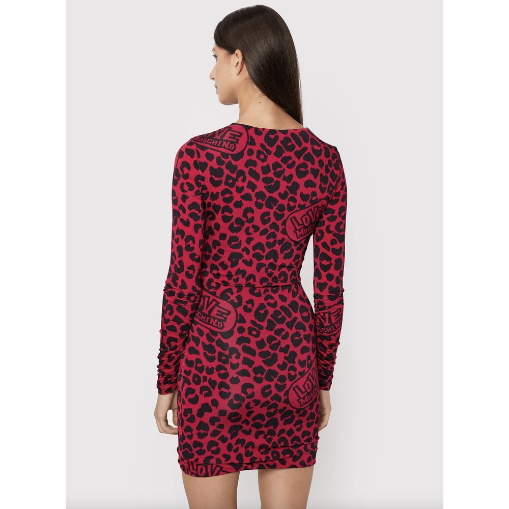 Love Moschino Chic red dress with leopard print