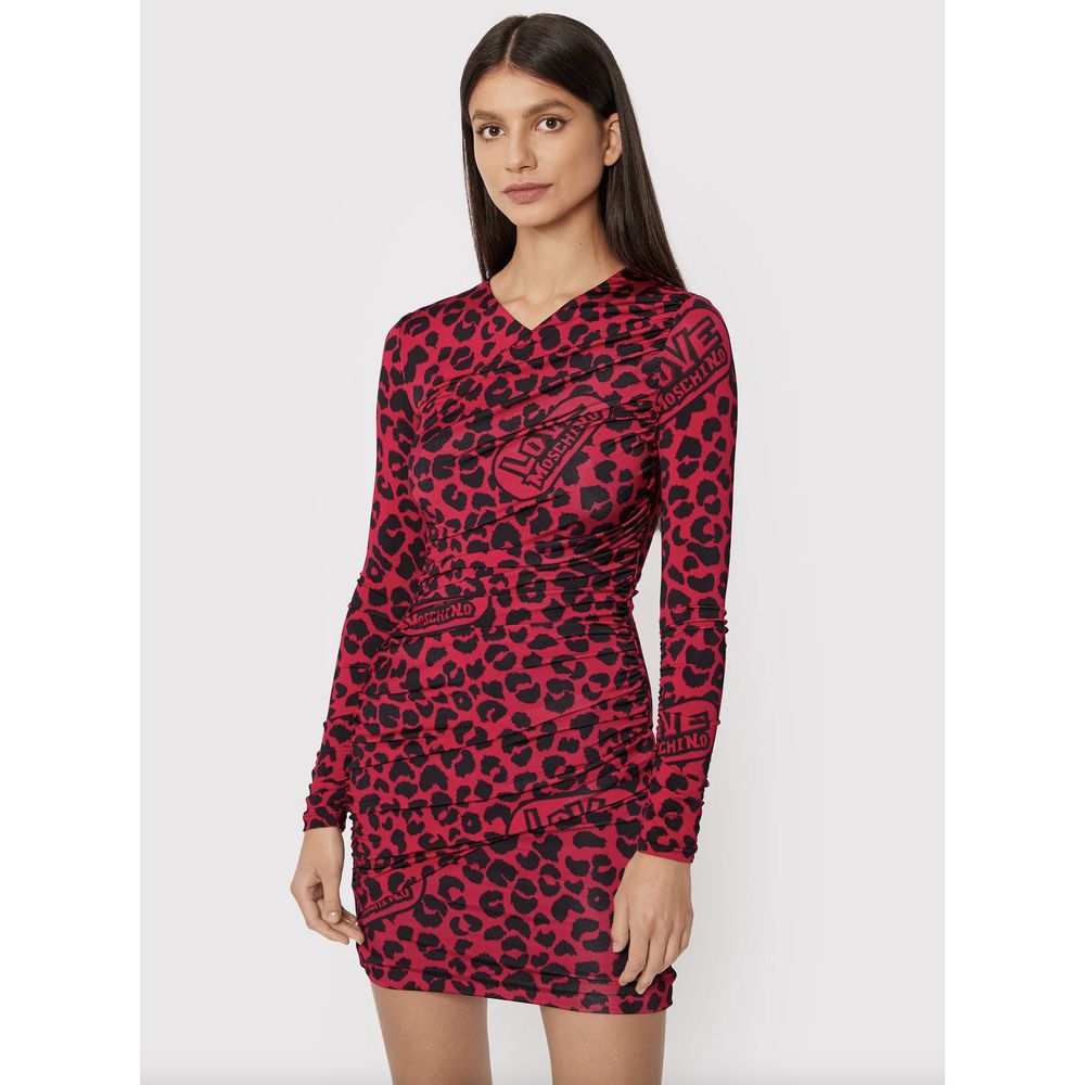 Love Moschino Chic red dress with leopard print