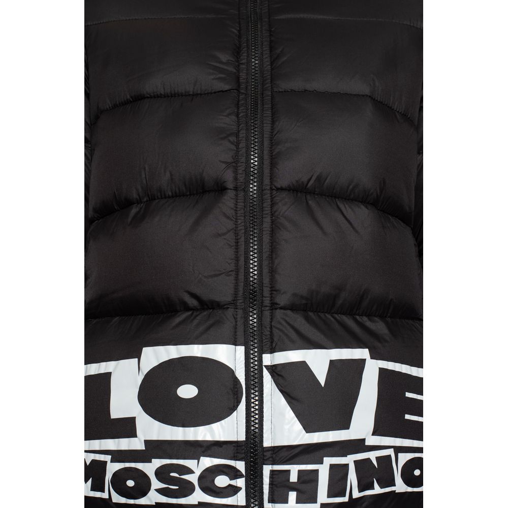 Love Moschino Chic short nylon down jacket with logo print