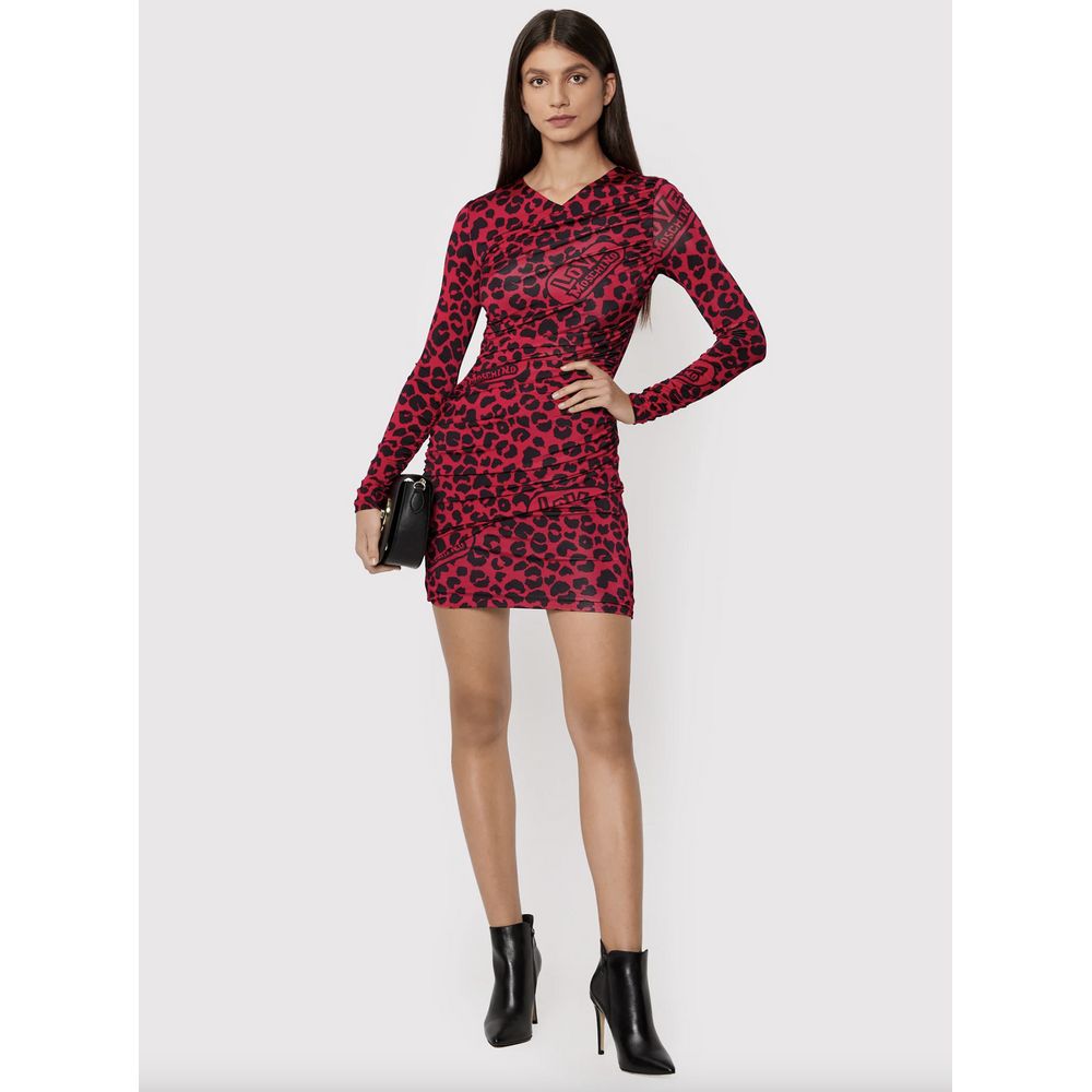 Love Moschino Chic red dress with leopard print