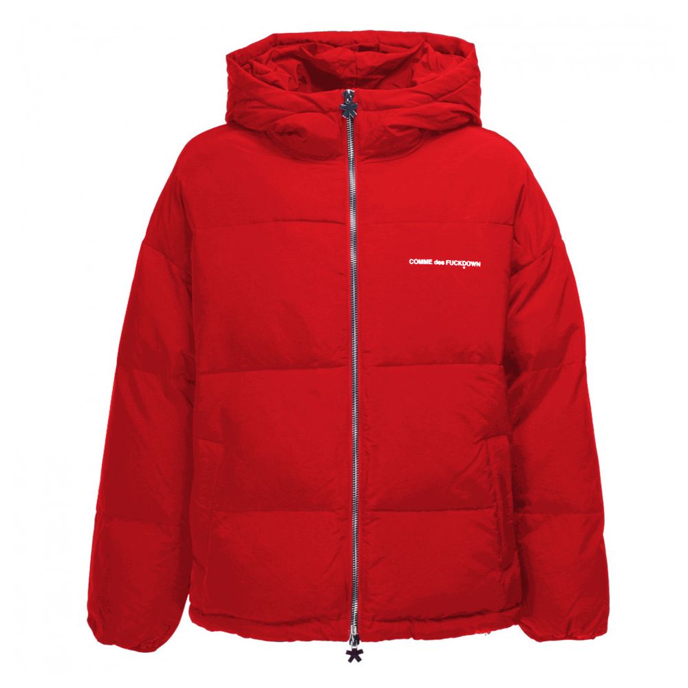 Comme Des Fuckdown Chic red padded polyester down jacket with hood