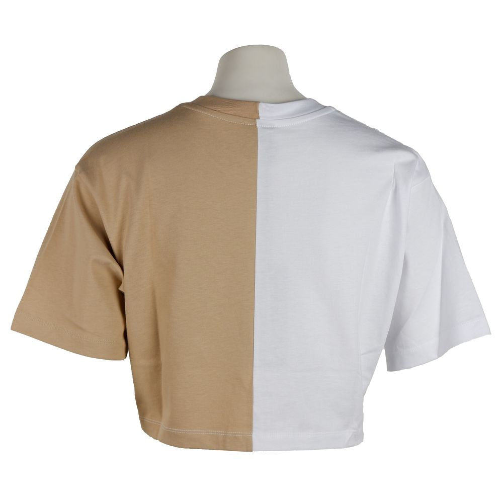 Comme Des Fuckdown Chic Beige Two-Tone Logo T-Shirt