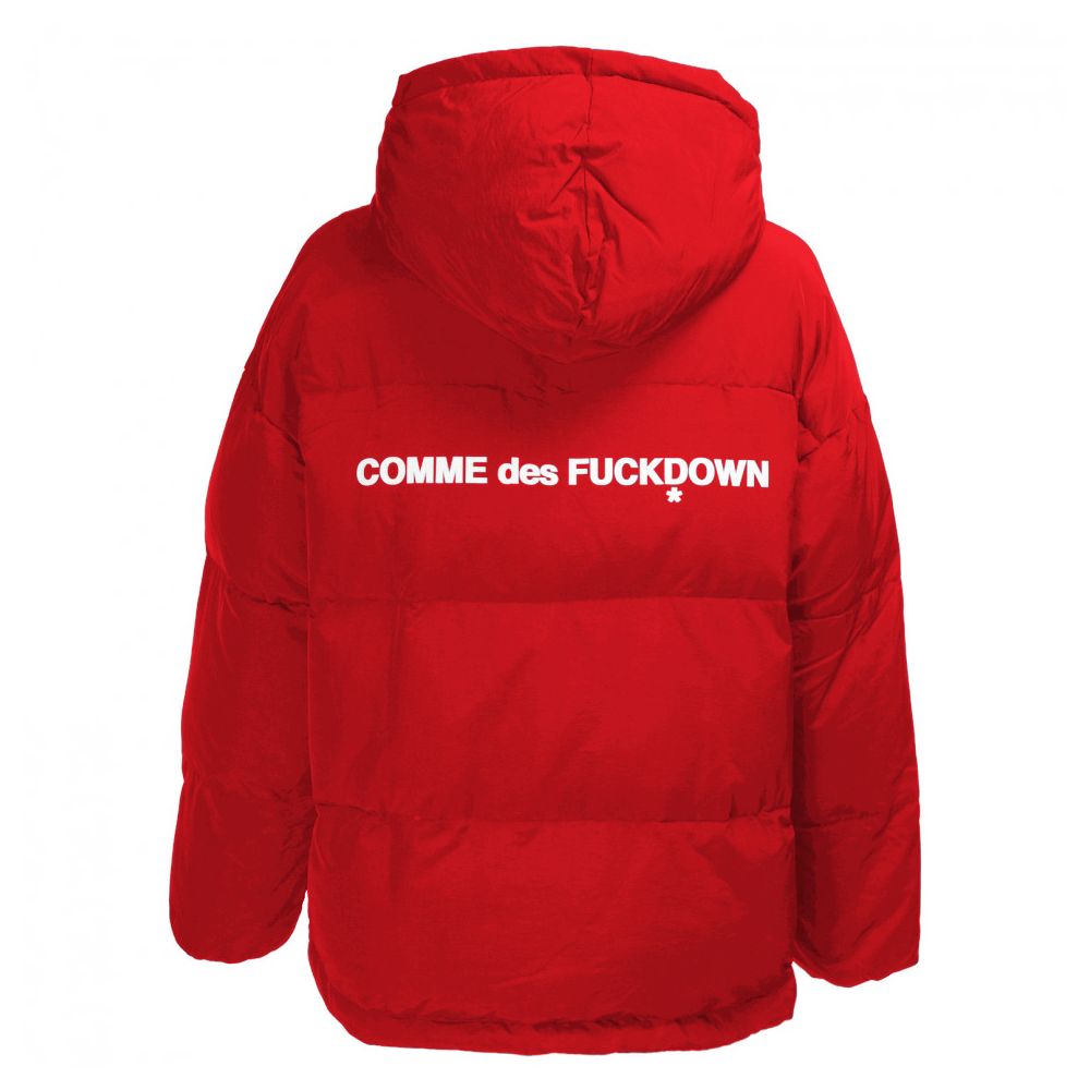 Comme Des Fuckdown Chic red padded polyester down jacket with hood