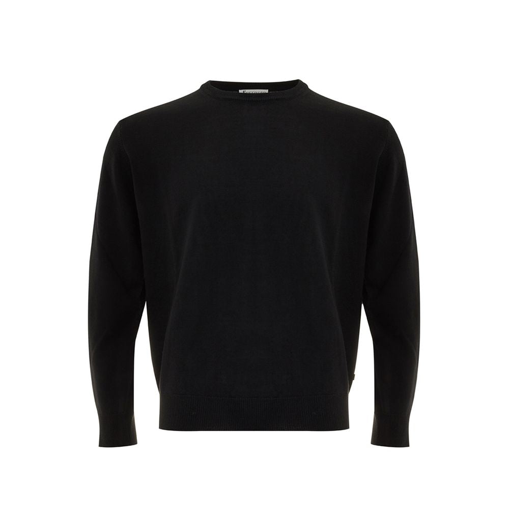 FERRANTE Elegant black wool sweater for men