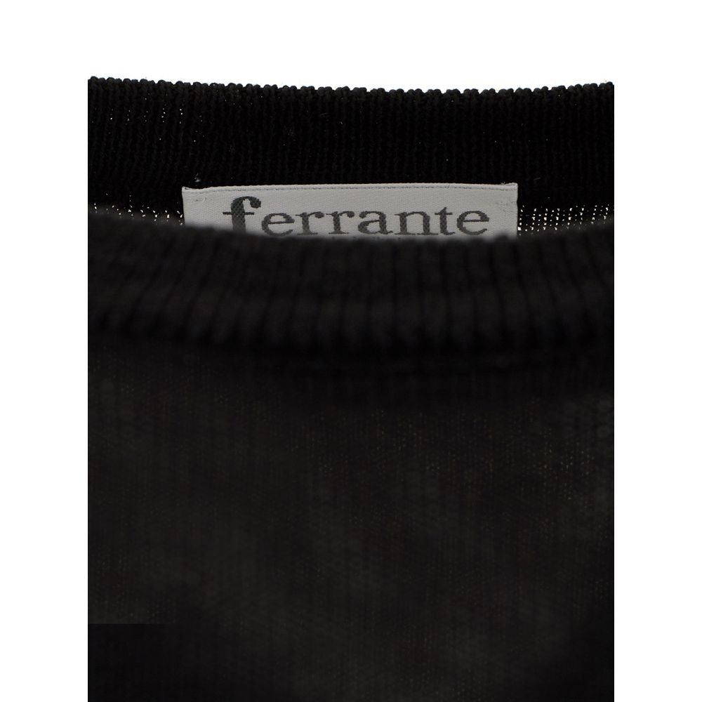 FERRANTE Elegant black wool sweater for men