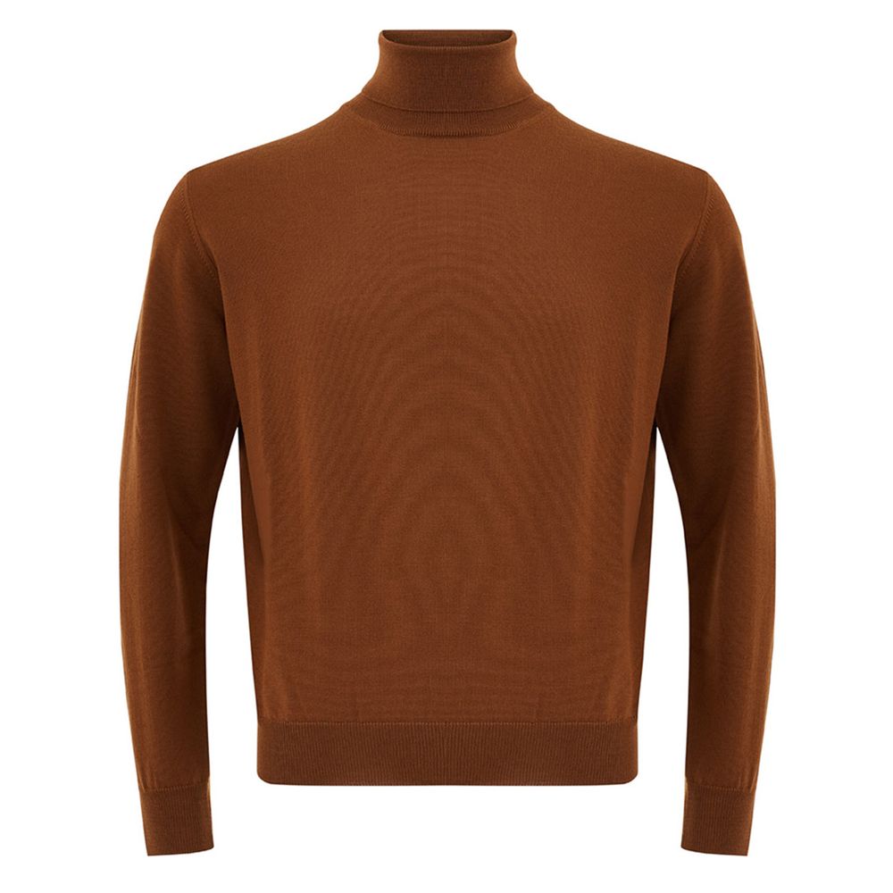 FERRANTE Elegant brown wool sweater for men