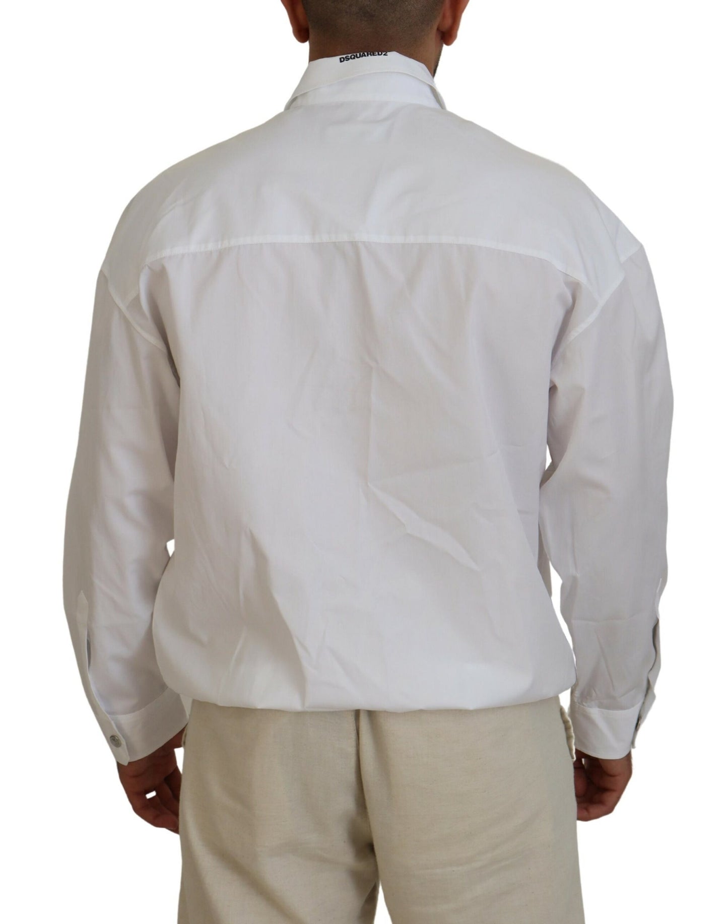 Dsquared² White Cotton Collar Casual Men Long Sleeve Jacket