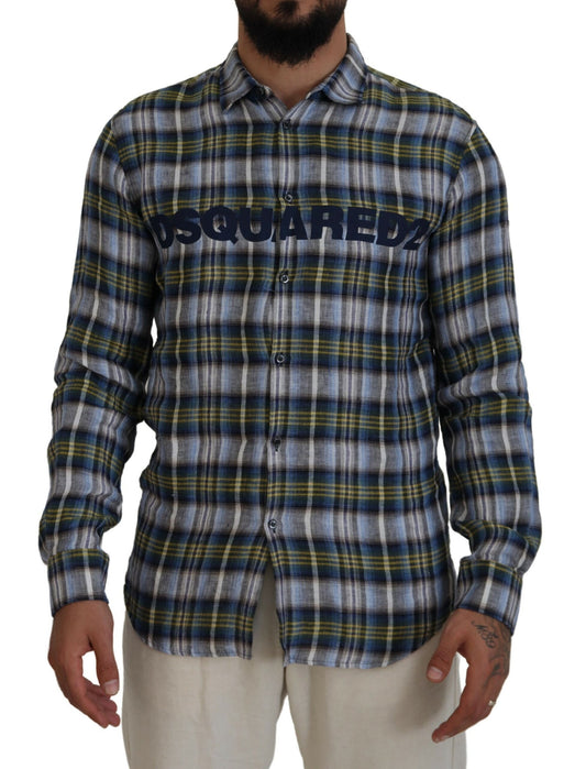 Dsquared² Men's Multicolor Checked Long Sleeve Casual Shirt