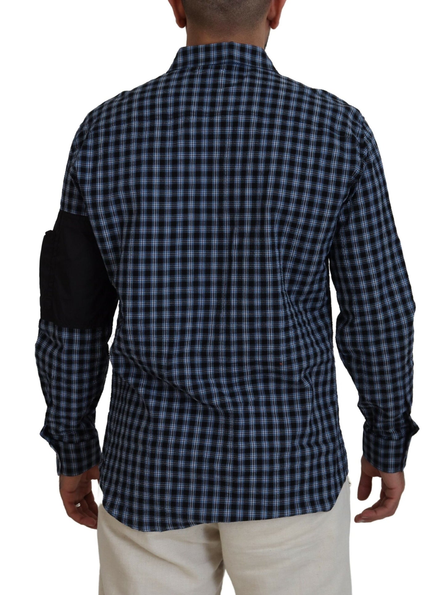 Dsquared² Multicolor Black Arm Plaid Men Long Sleeve Shirt