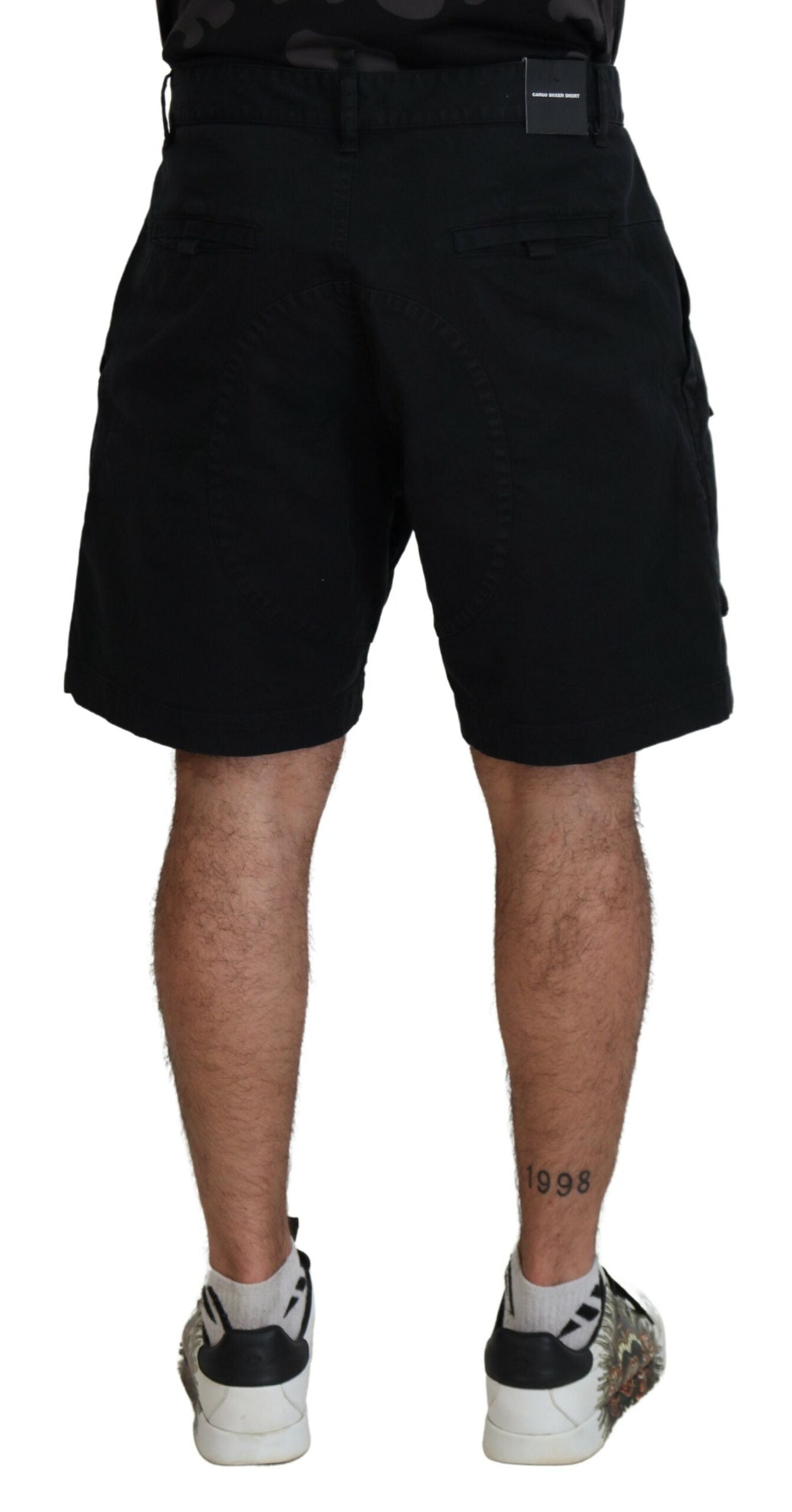 Dsquared² Black Cotton Cargo Boxer Shorts Above Knee