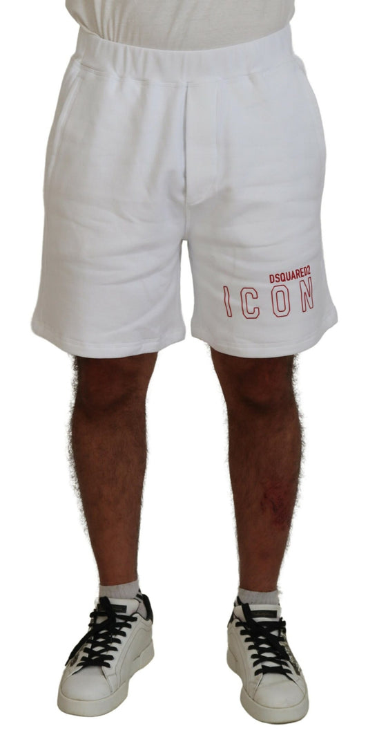 Dsquared² White Printed Pull On Men's Casual Bermuda Shorts