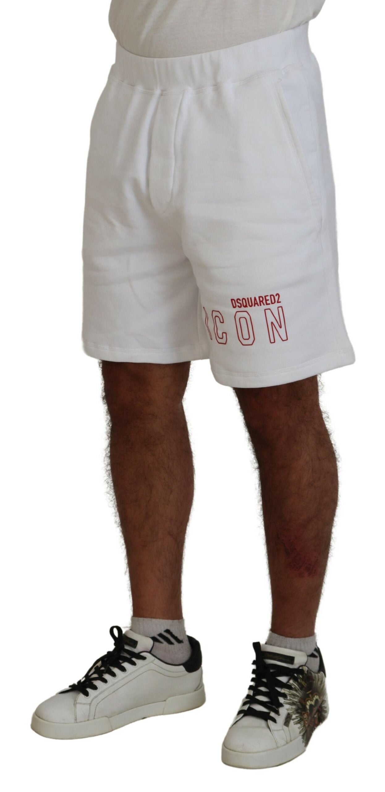 Dsquared² White Printed Pull On Men's Casual Bermuda Shorts