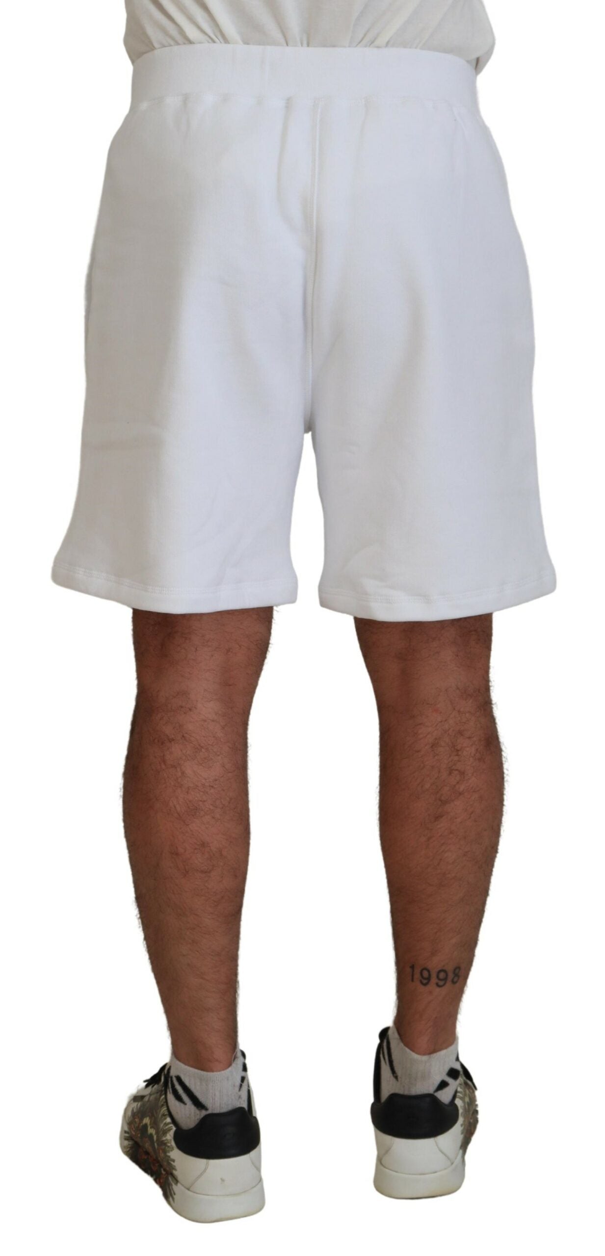 Dsquared² White Printed Pull On Men's Casual Bermuda Shorts