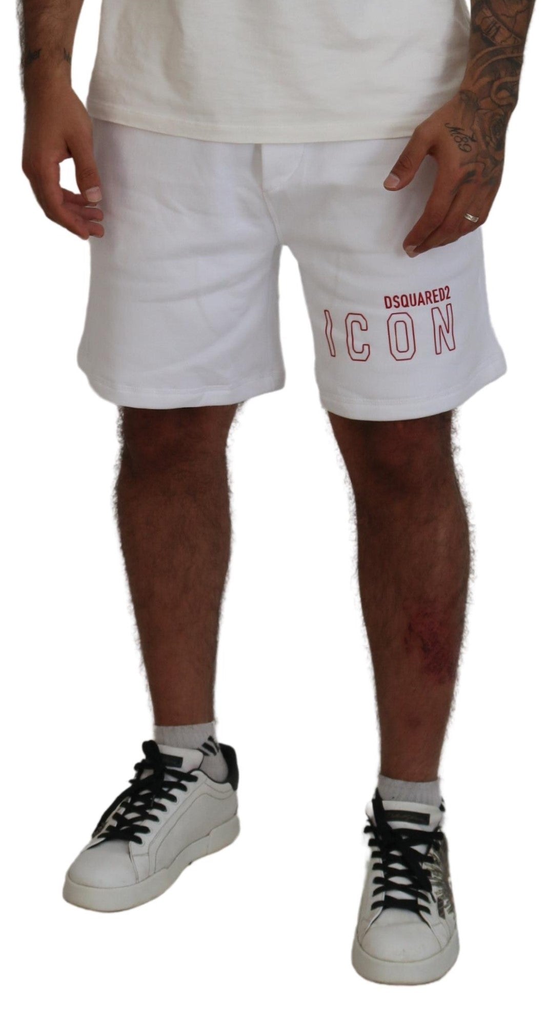 Dsquared² White Printed Pull On Men's Casual Bermuda Shorts