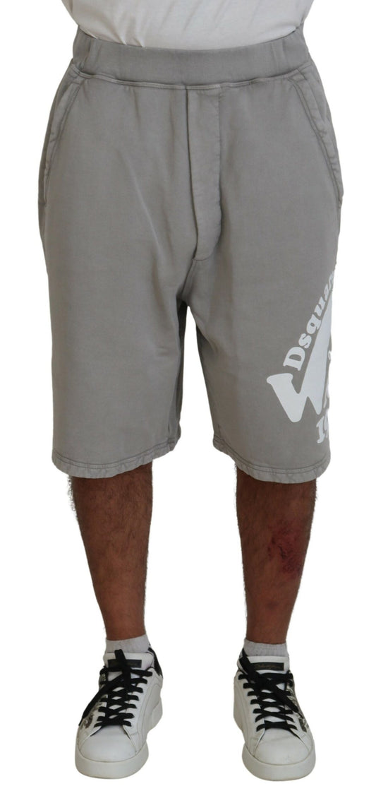 Dsquared² Gray Printed Pull On Men's Casual Bermuda Shorts