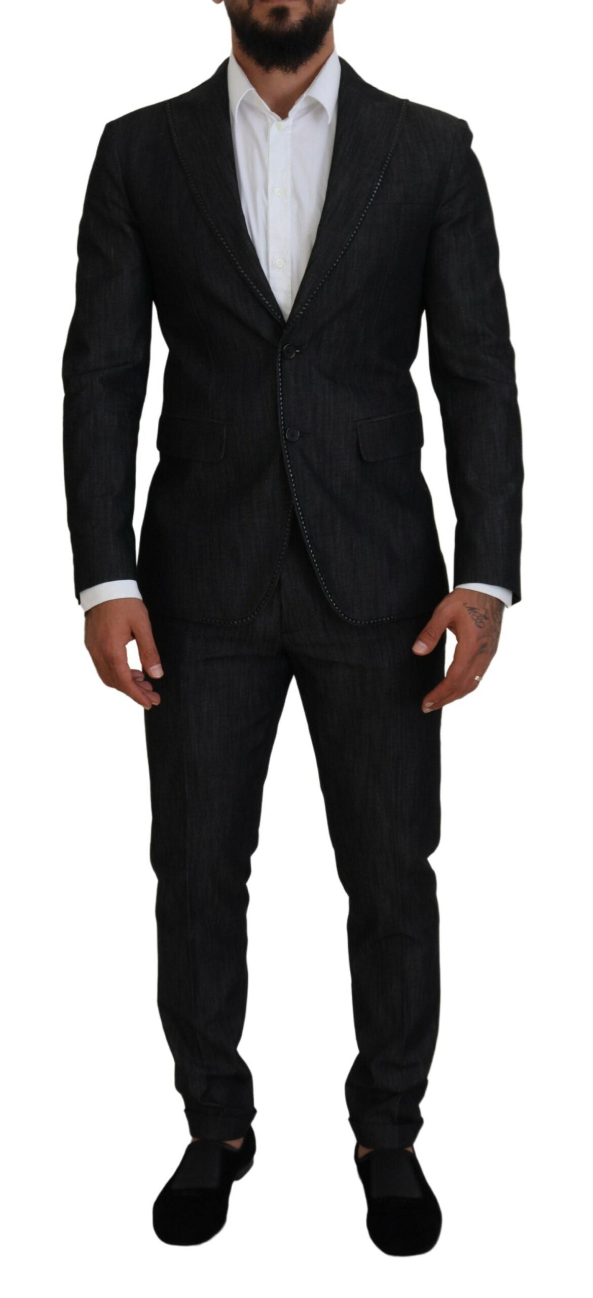 Dsquared² Black single-breasted 2-piece cotton MIAMI suit