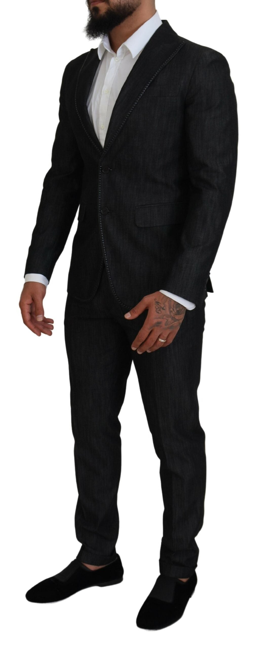 Dsquared² Black single-breasted 2-piece cotton MIAMI suit