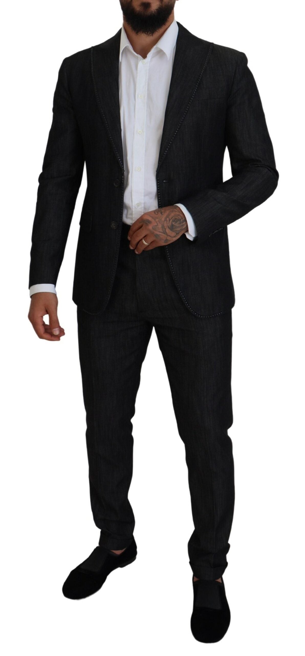 Dsquared² Black single-breasted 2-piece cotton MIAMI suit