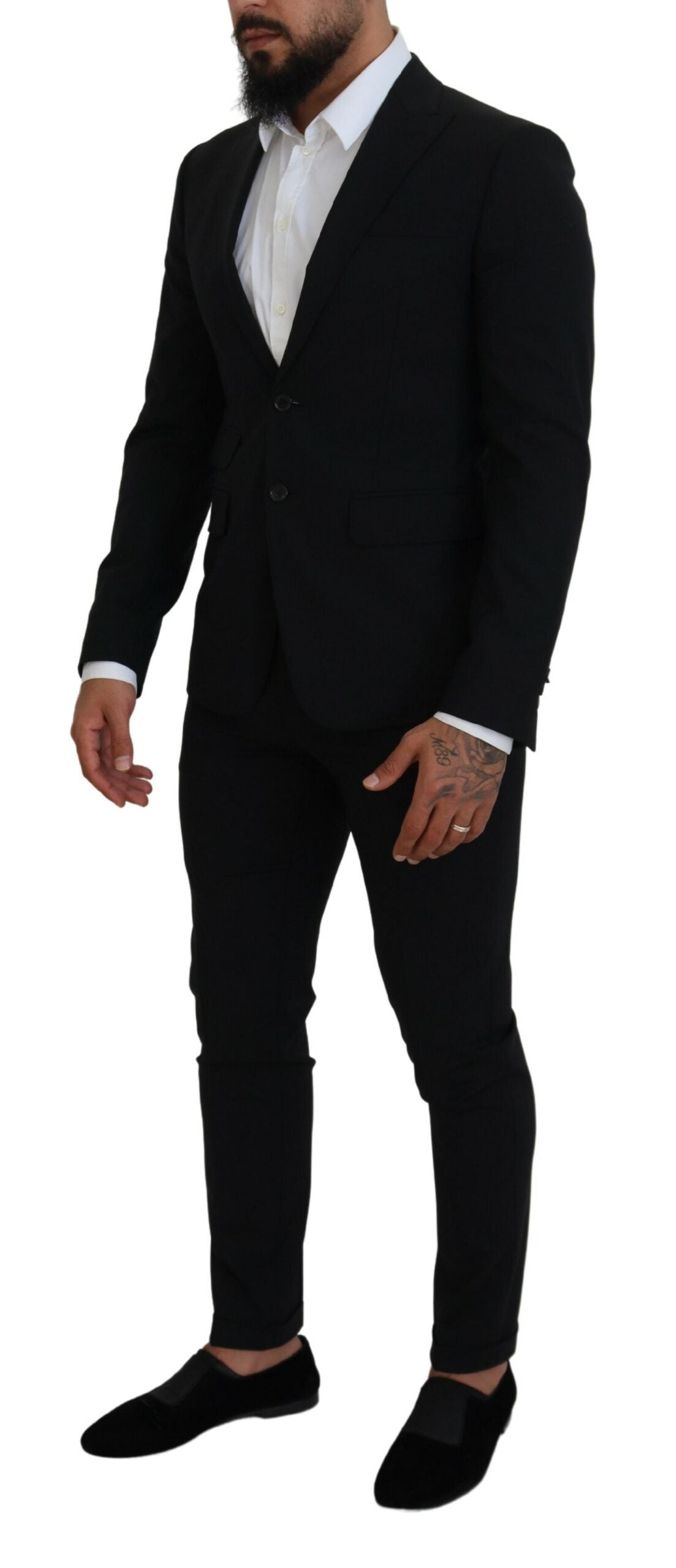 Dsquared² Black single-breasted 2-piece LONDON wool suit