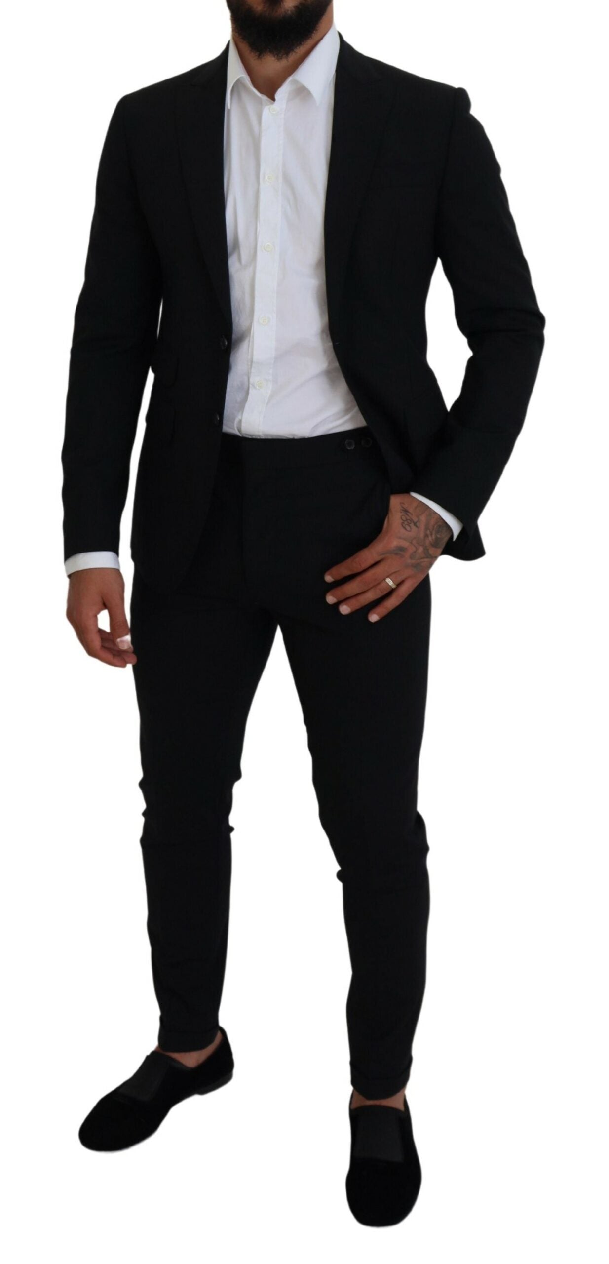 Dsquared² Black single-breasted 2-piece LONDON wool suit