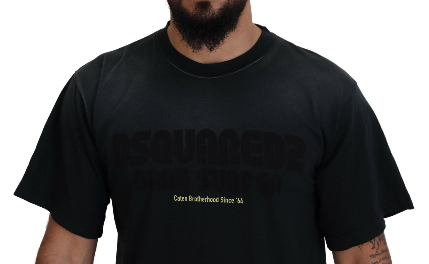 Dsquared² Black cotton T-shirt with short sleeves and round neck