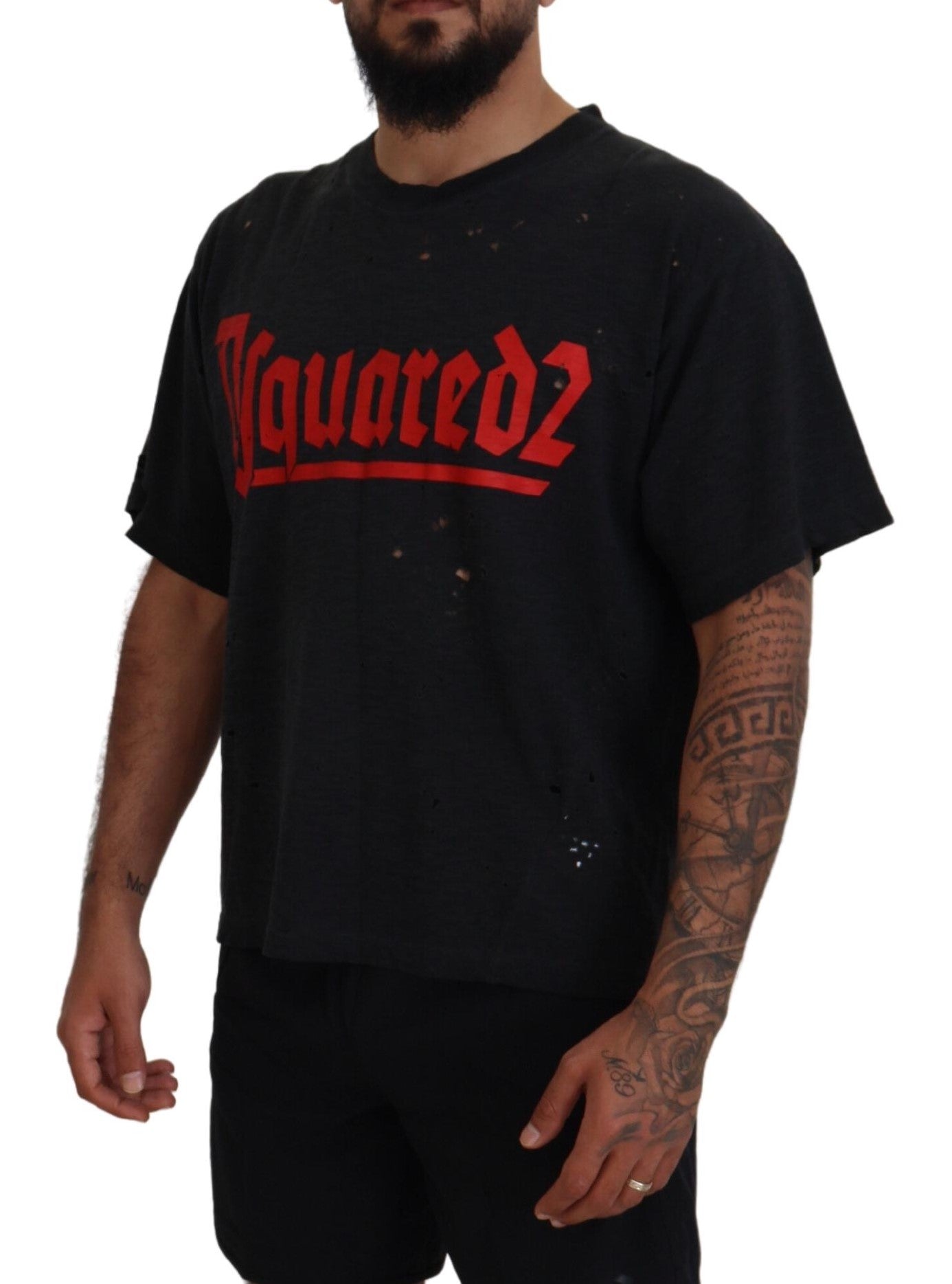 Dsquared² Black cotton T-shirt with short sleeves and round neck