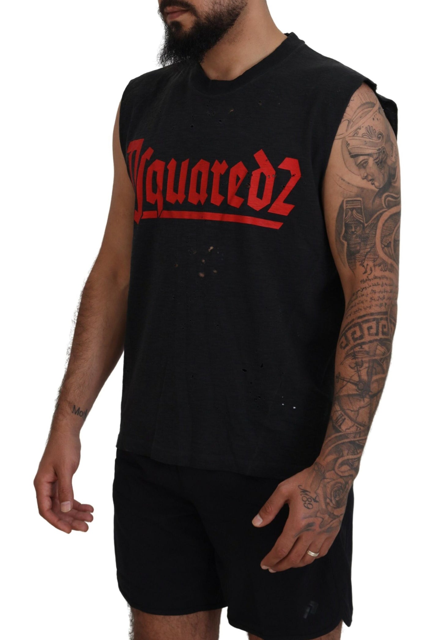 Dsquared² Black Sleeveless Cotton Crew Neck Tank T-Shirt