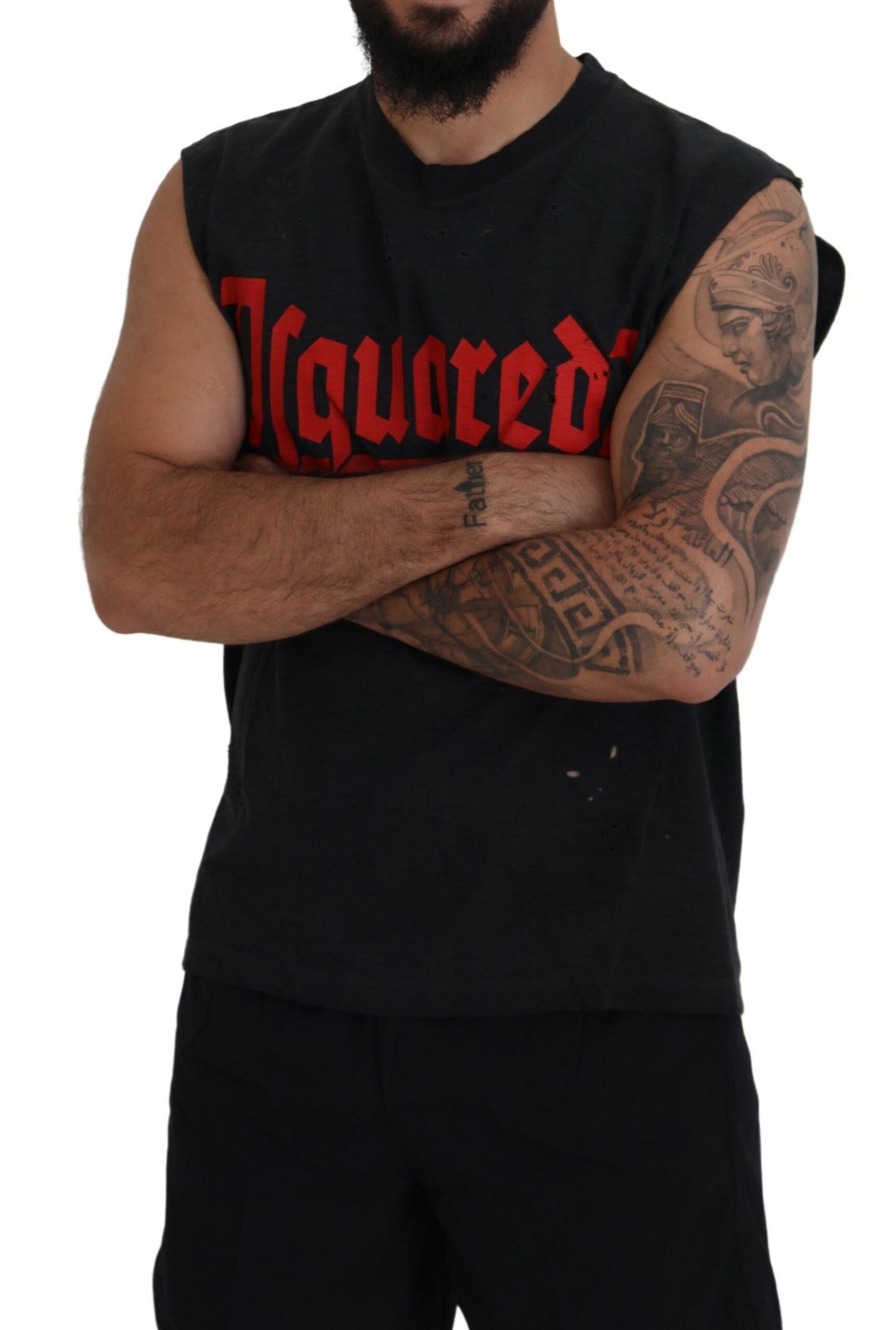 Dsquared² Black Sleeveless Cotton Crew Neck Tank T-Shirt