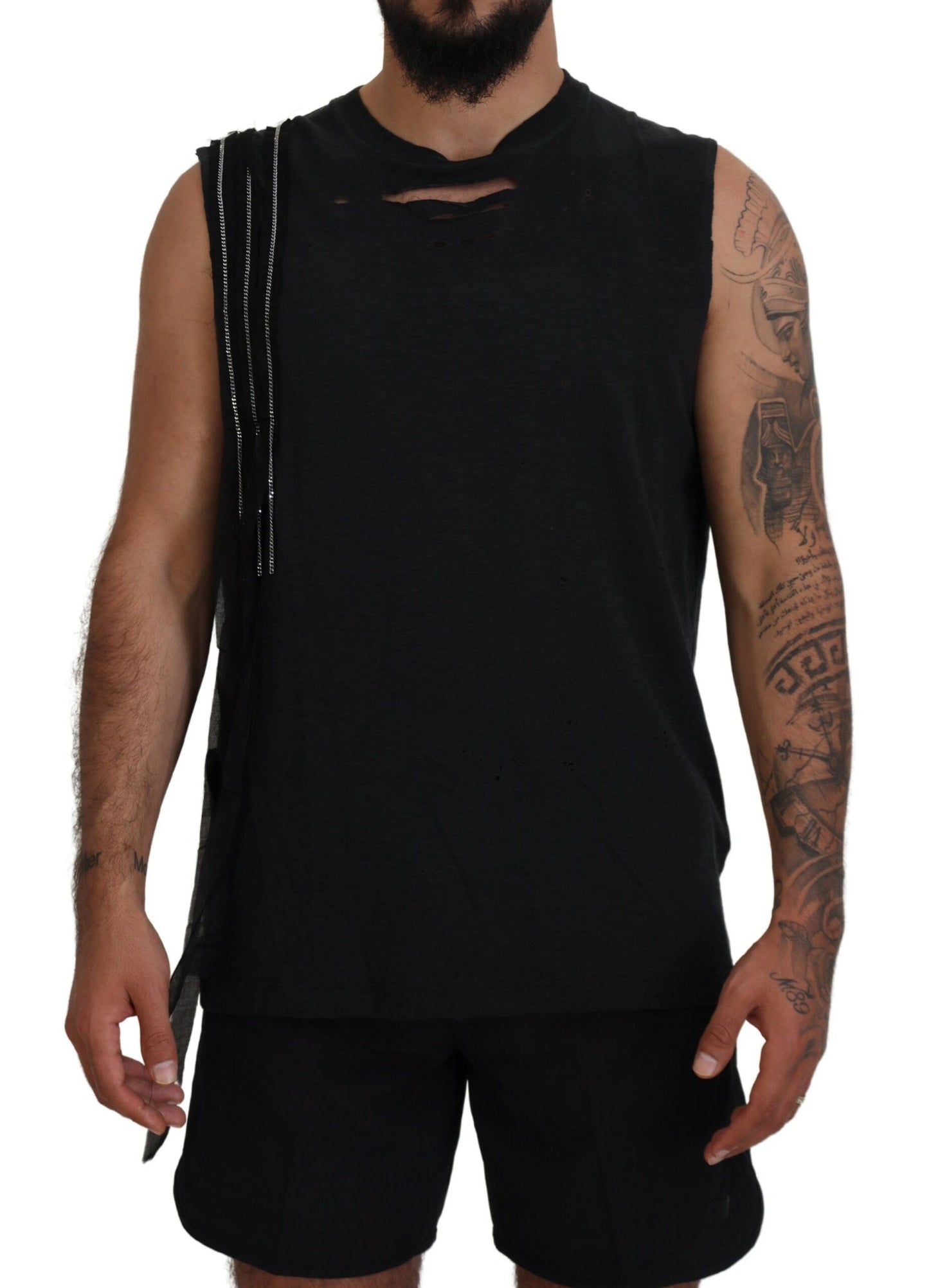 Dsquared² Black Chain Embellished Sleeveless Men's Tank T-Shirt