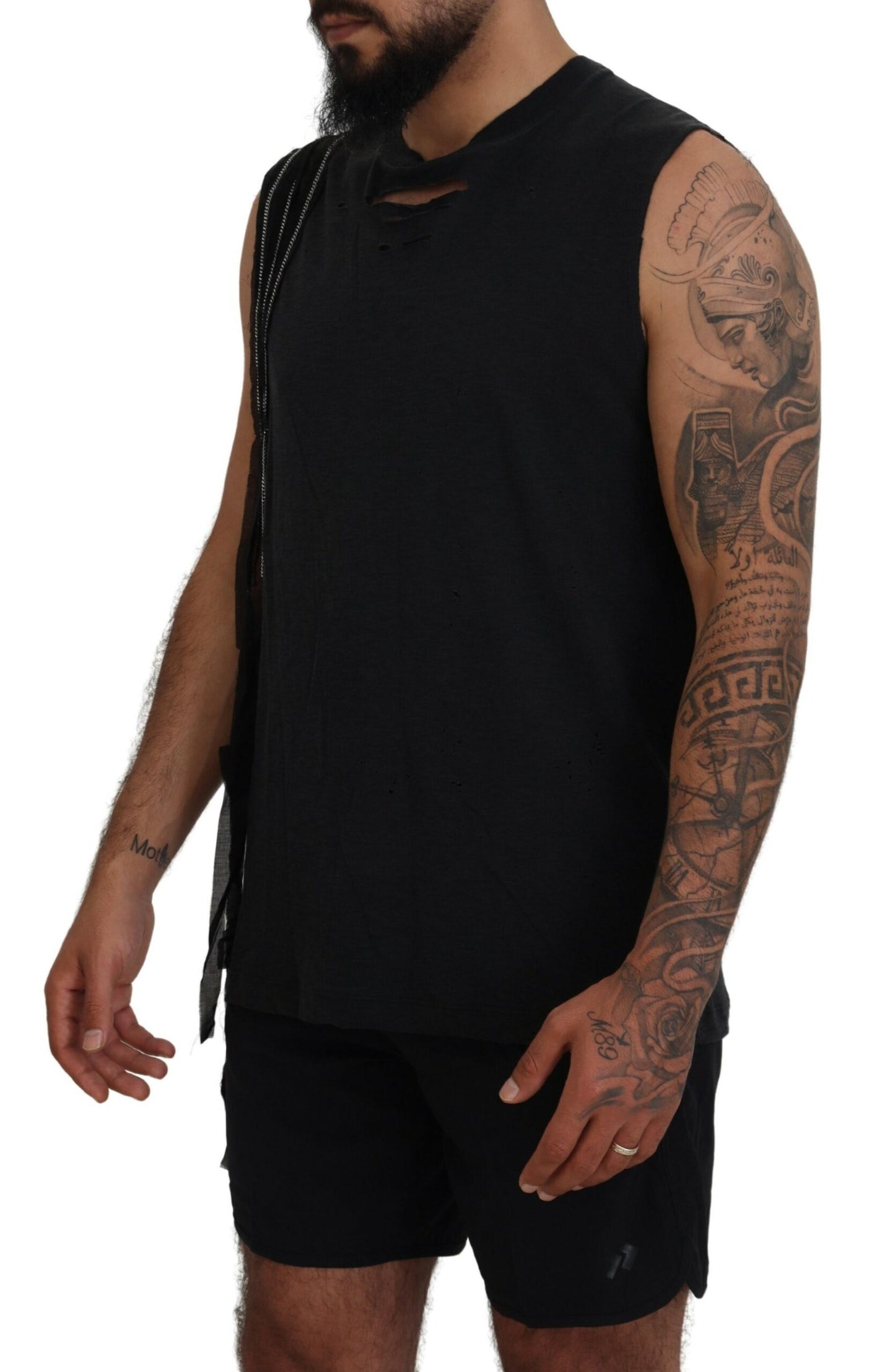 Dsquared² Black Chain Embellished Sleeveless Men's Tank T-Shirt