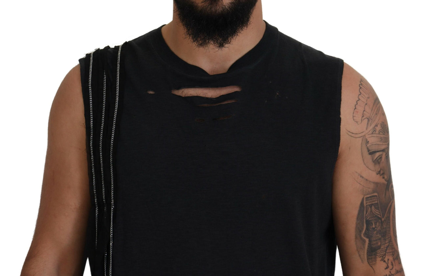 Dsquared² Black Chain Embellished Sleeveless Men's Tank T-Shirt