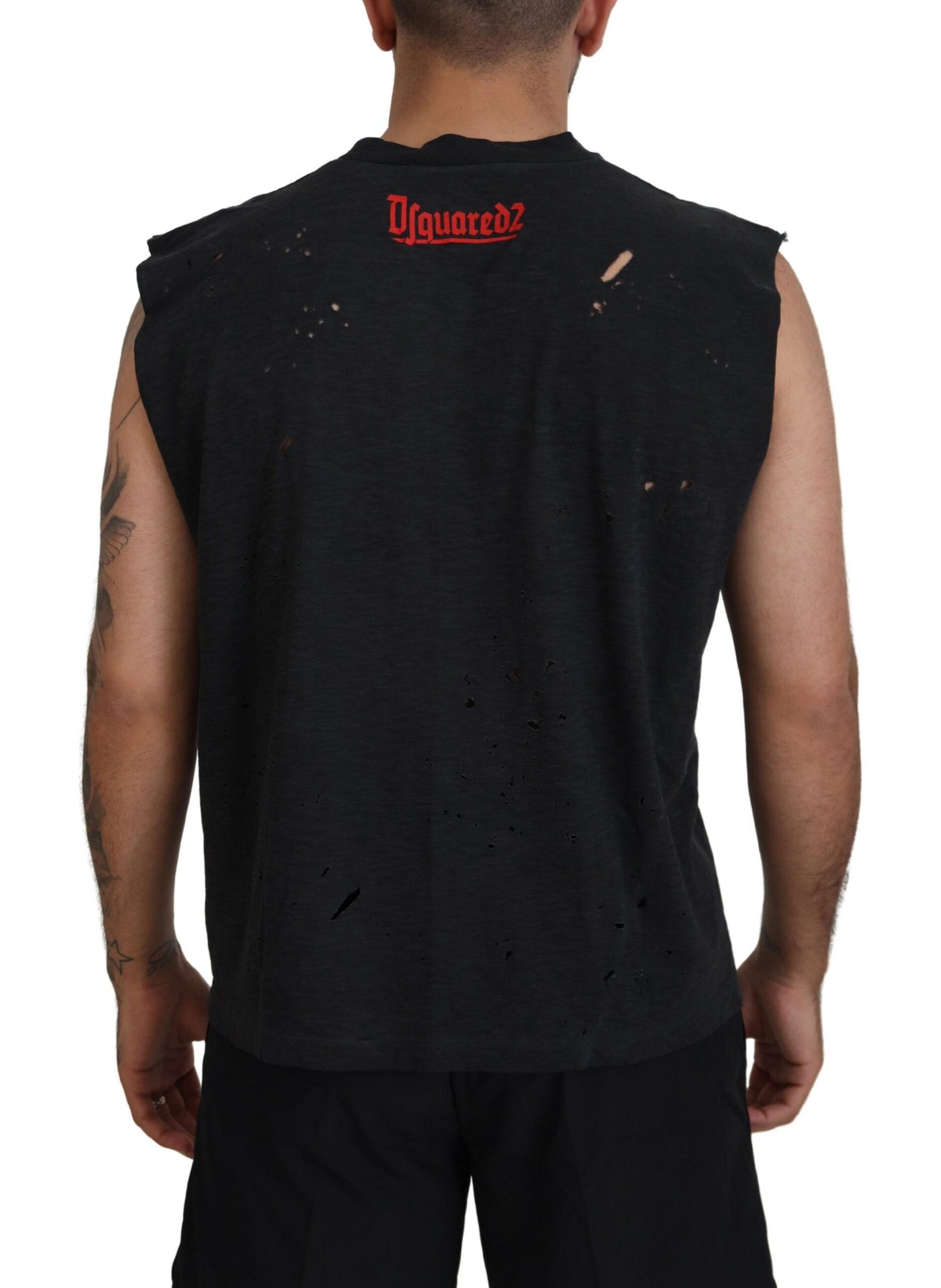 Dsquared² Black Sleeveless Cotton Crew Neck Tank T-Shirt