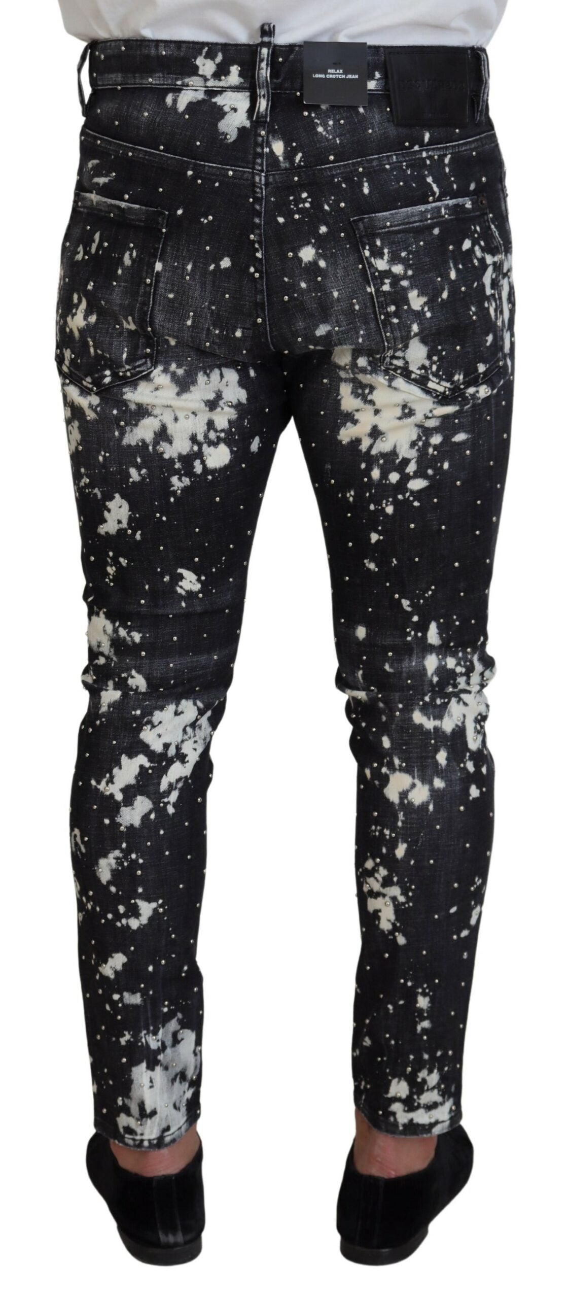 Dsquared² Graue Waschung Weiße Splash Print Skinny Denim Jeans